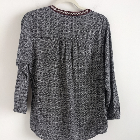 ANTHROPOLOGIE Daniel Rainn Bohemian Tunic Blouse Tassels in Black and White S - Picture 4 of 13